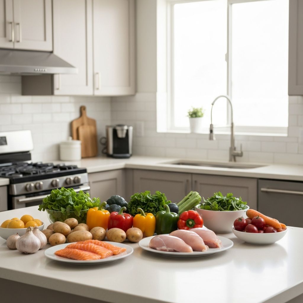 Fresh produce and balanced meal preparation